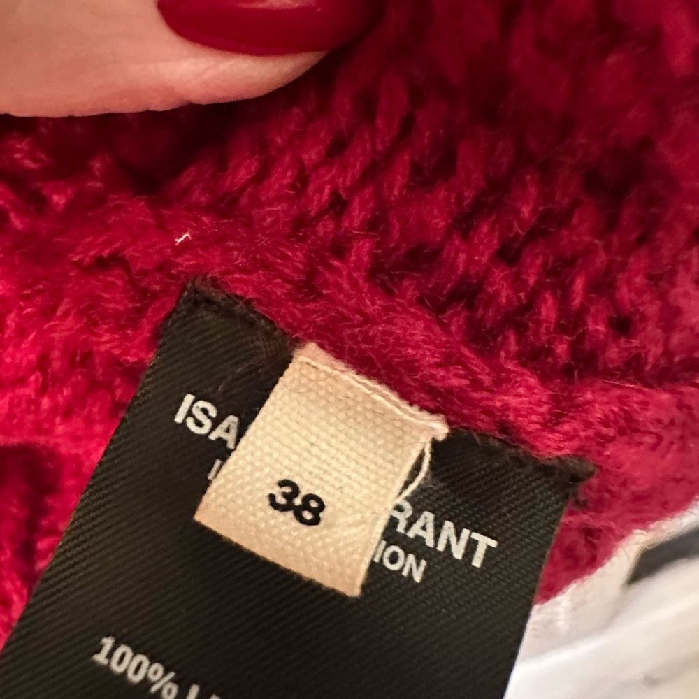 Isabel Marant Red Cable Knit Crewneck Sweater - Picture 3 of 3